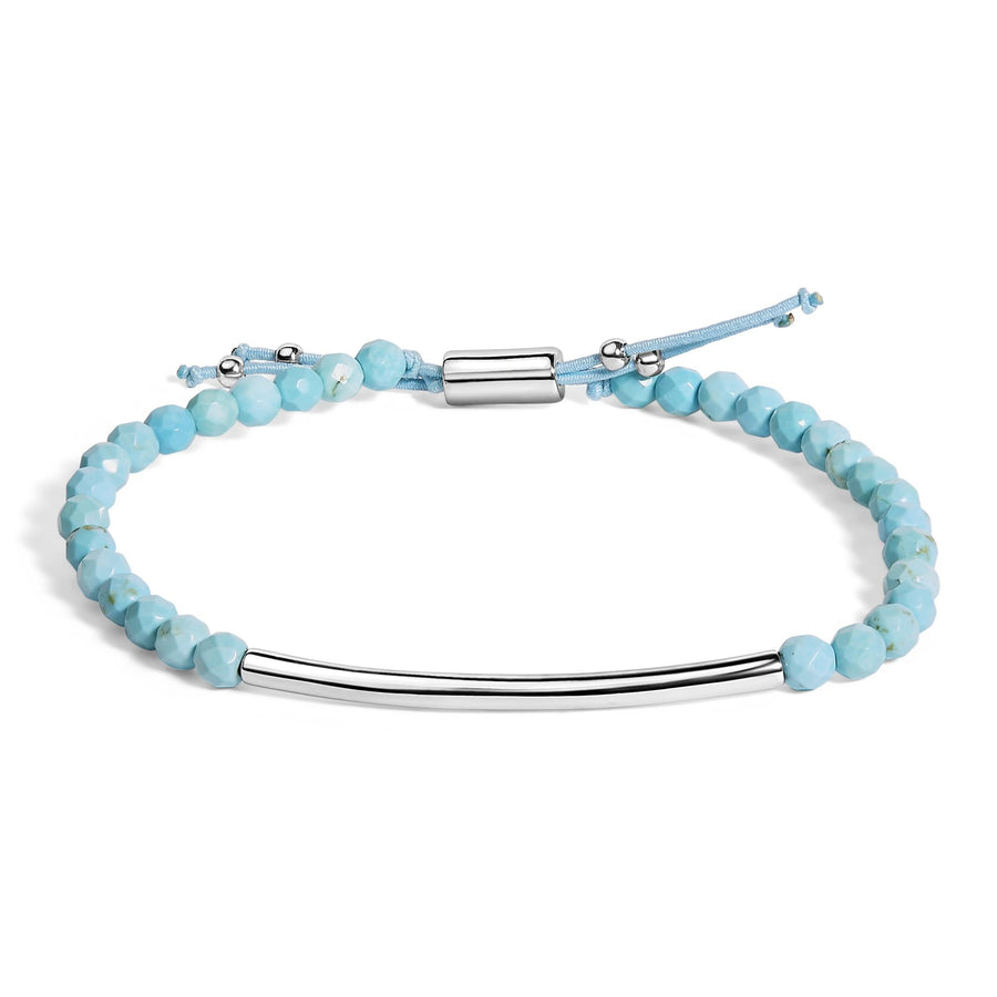Sterling Silver Turquoise Beads Station Bracelet with Bolo Clasp