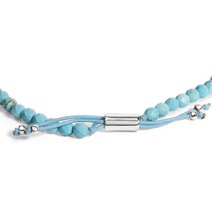 Sterling Silver Turquoise Beads Station Bracelet with Bolo Clasp-1