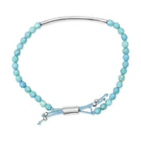 Sterling Silver Turquoise Beads Station Bracelet with Bolo Clasp-3 thumbnail 4