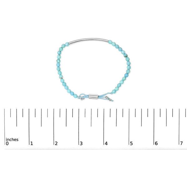 Sterling Silver Turquoise Beads Station Bracelet with Bolo Clasp