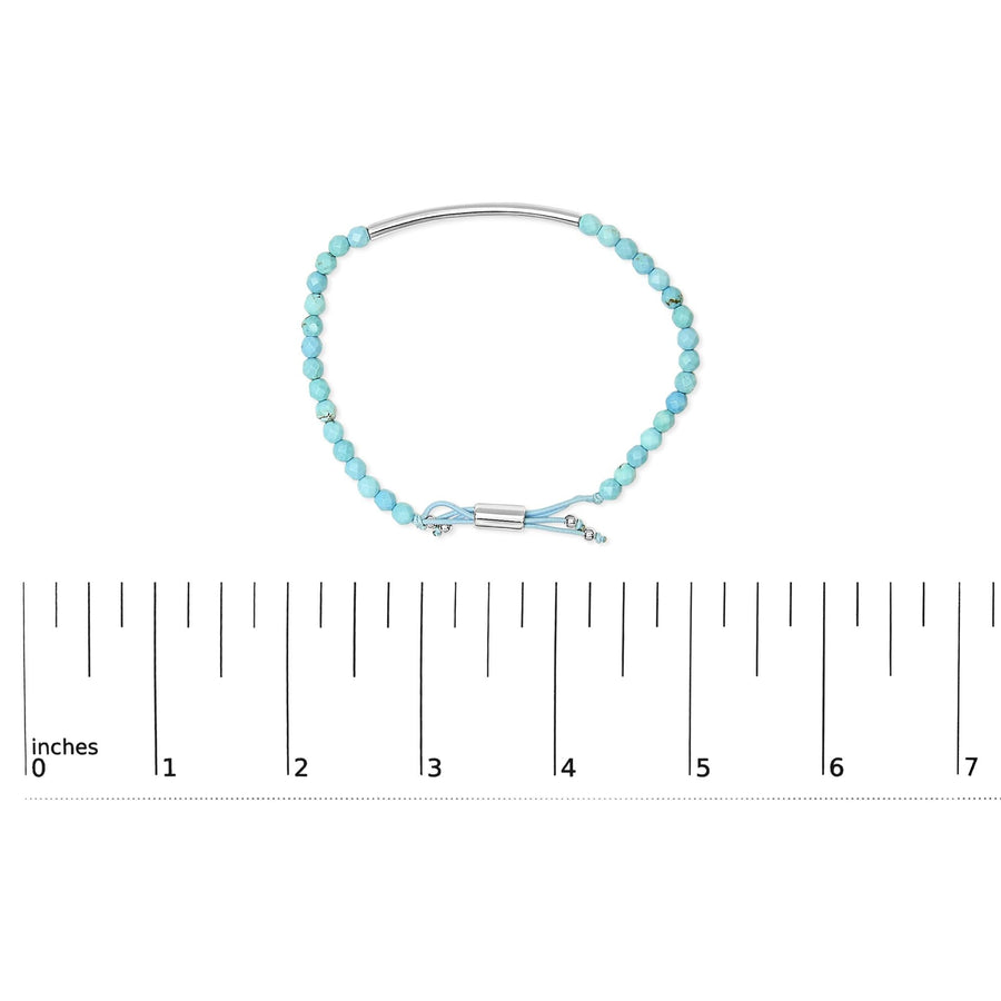 Sterling Silver Turquoise Beads Station Bracelet with Bolo Clasp