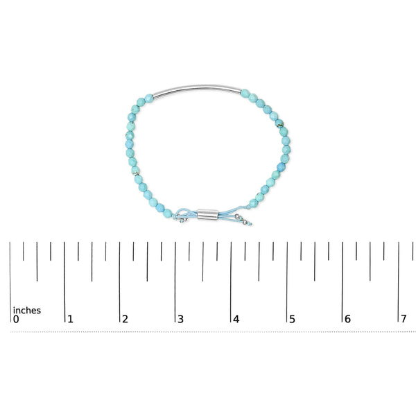 Sterling Silver Turquoise Beads Station Bracelet with Bolo Clasp
