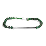 Sterling Silver Malachite Bead Station Bracelet with Bolo Clasp-0 thumbnail 1