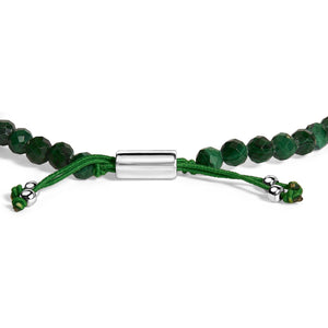 Sterling Silver Malachite Bead Station Bracelet with Bolo Clasp-1