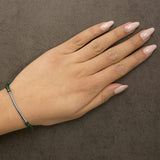 Sterling Silver Malachite Bead Station Bracelet with Bolo Clasp-2 thumbnail 3