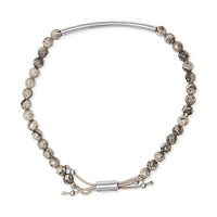 Sterling Silver Jasper Bead Station Bracelet Bolo Clasp