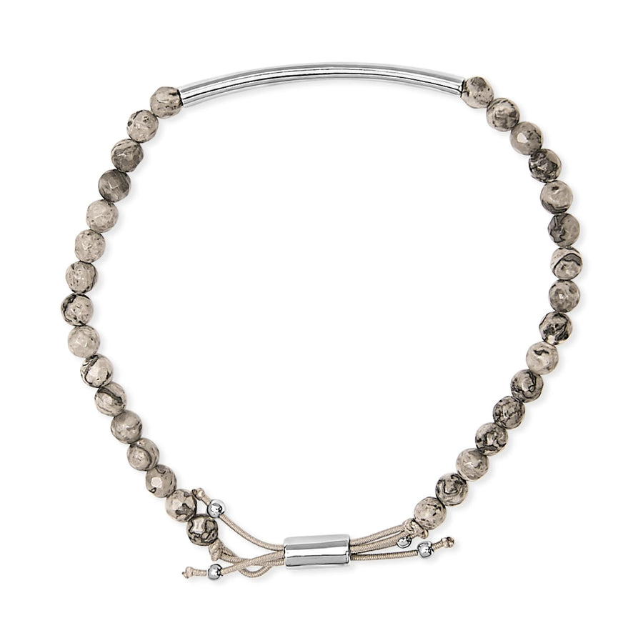 Sterling Silver Jasper Bead Station Bracelet Bolo Clasp