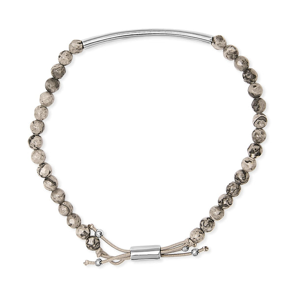 Sterling Silver Jasper Bead Station Bracelet Bolo Clasp