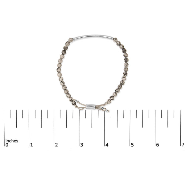 Sterling Silver Jasper Bead Station Bracelet Bolo Clasp