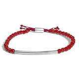 Sterling Silver Red Jasper Bead Station Bracelet with Bolo Clasp-0 thumbnail 1