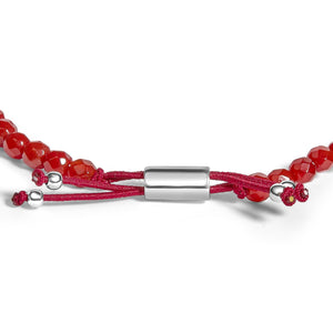 Sterling Silver Red Jasper Bead Station Bracelet with Bolo Clasp-1