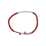 Sterling Silver Red Jasper Bead Station Bracelet with Bolo Clasp-3 thumbnail 4