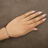 Sterling Silver Red Jasper Bead Station Bracelet with Bolo Clasp-2 thumbnail 3