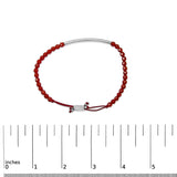 Sterling Silver Red Jasper Bead Station Bracelet with Bolo Clasp-4 thumbnail 5