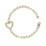 Yellow Gold Vermeil Diamond Accent Open Heart Link Bracelet-3 thumbnail 4