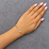 Yellow Gold Vermeil Diamond Accent Open Heart Link Bracelet-2 thumbnail 3