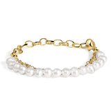 18K Yellow Gold Vermeil Cultured Pearl Station Link Bracelet-0 thumbnail 1