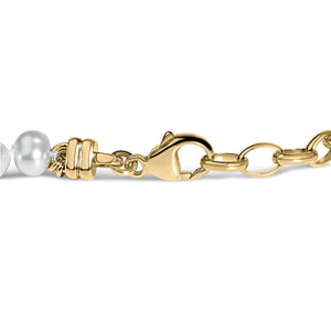 18K Yellow Gold Vermeil Cultured Pearl Station Link Bracelet-1