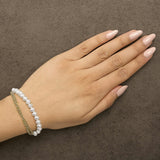 18K Yellow Gold Vermeil Cultured Pearl Station Link Bracelet-2 thumbnail 3