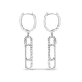 14K White Gold 1/4 Cttw Diamond Interlocking Paperclip Dangle Earrings-0