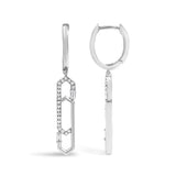 14K White Gold 1/4 Cttw Diamond Interlocking Paperclip Dangle Earrings-3 thumbnail 4