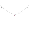 14K White Gold 1/5 Cttw Diamond and Ruby Tri Station Necklace-0