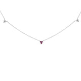 14K White Gold 1/5 Cttw Diamond and Ruby Tri Station Necklace-0 thumbnail 1