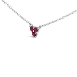 14K White Gold 1/5 Cttw Diamond and Ruby Tri Station Necklace-3 thumbnail 4