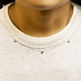 14K White Gold 1/5 Cttw Diamond and Ruby Tri Station Necklace-2 thumbnail 3