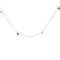 14K White Gold 1/5 Cttw Diamond and Sapphire Trio Cluster Station Necklace-0