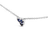 14K White Gold 1/5 Cttw Diamond and Sapphire Trio Cluster Station Necklace-3 thumbnail 4