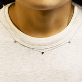14K White Gold 1/5 Cttw Diamond and Sapphire Trio Cluster Station Necklace-2 thumbnail 3