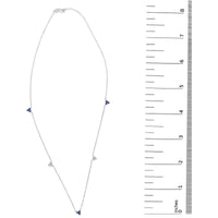 14K White Gold 1/5 Cttw Diamond and Sapphire Trio Cluster Station Necklace