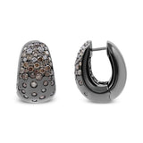 Black Rhodium over 18K White Gold 2 1/4 Cttw Prong and Bezel Set White and Brown Diamond Huggy Hoop Earring (F-G/Brown Color, VS1-VS2 Clarity)-1 thumbnail 2