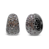 Black Rhodium over 18K White Gold 2 1/4 Cttw Prong and Bezel Set White and Brown Diamond Huggy Hoop Earring (F-G/Brown Color, VS1-VS2 Clarity)-3 thumbnail 4