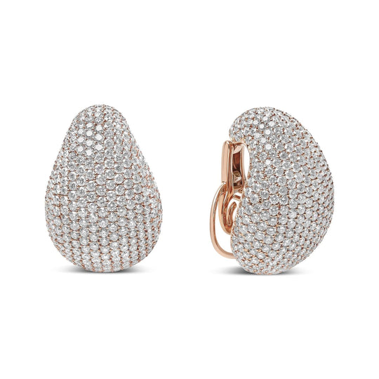 18K rose gold ring with micro-pave diamond stones in sculptural design