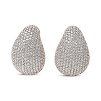 18K Rose Gold 13 1/5 Cttw Micro-Pave Diamond Sculptural Design Statement Omega Back Earrings (G-H Color, SI1-SI2 Clarity)