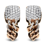 18K Rose Gold 3/4 Cttw Round Diamond Pave Cuban Chain Huggie Earrings (G-H Color, SI1-SI2 Clarity)-1 thumbnail 2