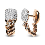 18K Rose Gold 3/4 Cttw Round Diamond Pave Cuban Chain Huggie Earrings (G-H Color, SI1-SI2 Clarity)-3 thumbnail 4