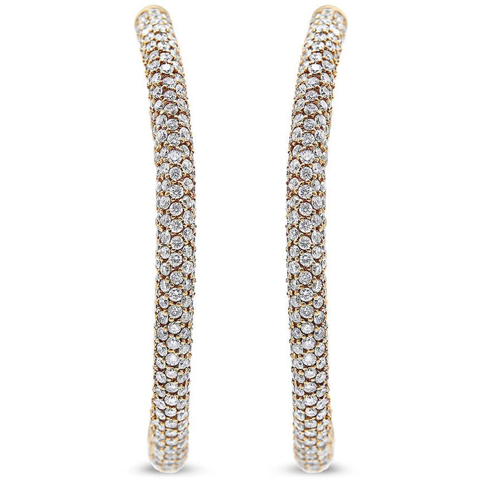 18K Rose Gold 6.90 Cttw Pave Set Diamond Inside Out Eternity Hoop Earrings (F-G Color, VS1-VS2 Clarity)