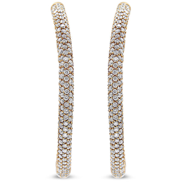 18K Rose Gold 6.90 Cttw Pave Set Diamond Inside Out Eternity Hoop Earrings (F-G Color, VS1-VS2 Clarity)