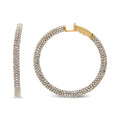 18K rose gold inside out hoop earrings with pave diamond stones