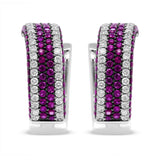 18K White Gold 1 7/8 Cttw Diamond and 1mm Round Red Ruby Open Swish Hoop Earrings (F-G Color, VS1-VS2 Clarity)-3 thumbnail 4