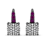 Black Rhodium Plated 18K White Gold 7/8 Cttw Round Diamond and Graduated Red Ruby Drop Earrings (F-G Color, VS1-VS2 Clarity)-0 thumbnail 1