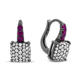 Black Rhodium Plated 18K White Gold 7/8 Cttw Round Diamond and Graduated Red Ruby Drop Earrings (F-G Color, VS1-VS2 Clarity)-3 thumbnail 4