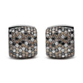 18K black rhodium white gold huggie hoop earrings with multi-color diamonds