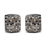 18K black rhodium white gold huggie hoop earrings with multi-color diamonds thumbnail 1