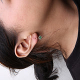 18K Rose and White Gold 3/8 Cttw Round Brown Diamonds and Round Green Tsavorite Gemstone Halo Drop Hoop Earrings (Brown Color, SI1-SI2 Clarity)-2 thumbnail 3