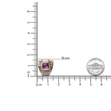 18K Rose Gold 1 1/2 Cttw Round Diamond and 7mm Cushion Cut Purple Amethyst Gemstone Geometrical Statement Stud Earrings (Brown and G-H Color, SI1-SI2 Clarity)-4 thumbnail 5