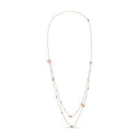 18K Rose Gold 1/2 Cttw Diamond and Freshwater Pearl Double Strand Station Necklace  (G-H Color, SI1-SI2 Clarity) - Adjustable up to 16